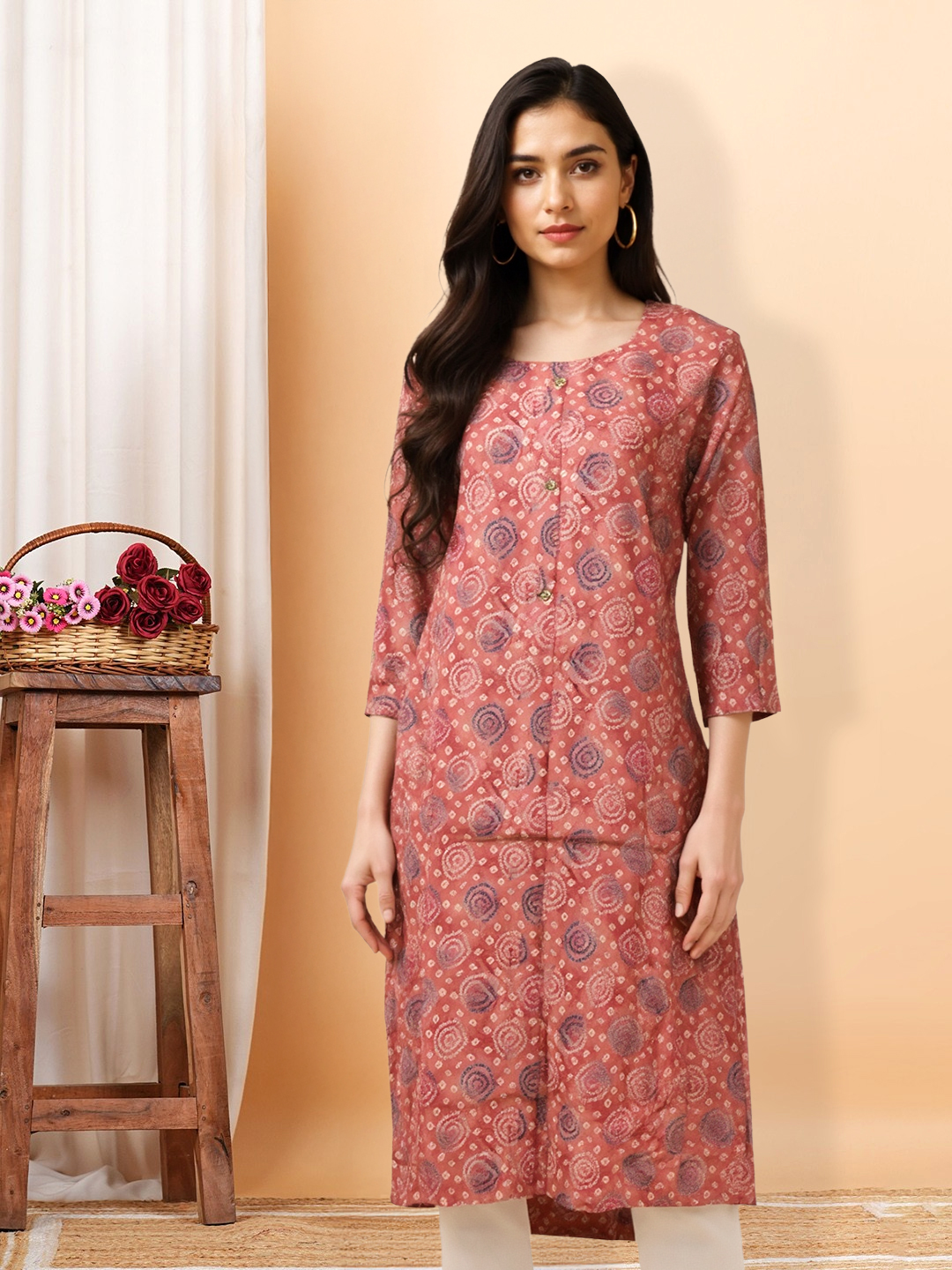 Picture of Swirl Block Printed Straight  kurta 